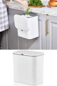 Resim VİGENTİNO 15 Litre Fonksiyonel Kapaklı Banyo Ve Mutfak Tezgahüstü Çöp Kovası Dolap Ve Duvar Aparatlı 15 Lt. 