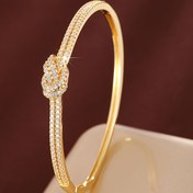 Resim 1 Adet Şık Düğüm Tasarımlı Kadın Bilekliği, Sentetik Zirkon Taşlı, Beyaz Altın Kaplama Minimalist Takı - Günlük Kullanım ve Hediye İçin, Mevsimlik Moda, Zarif Görünüm 