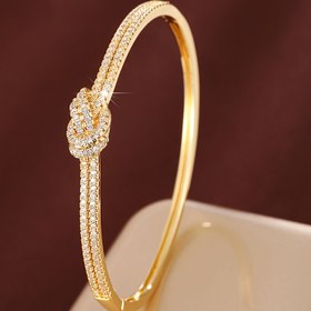 Resim 1 Adet Şık Düğüm Tasarımlı Kadın Bilekliği, Sentetik Zirkon Taşlı, Beyaz Altın Kaplama Minimalist Takı - Günlük Kullanım ve Hediye İçin, Mevsimlik Moda, Zarif Görünüm 