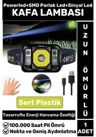 Resim Profesyonel Kamp Avcı Balıkçı Deprem Güçlü Işık Sinyal Led Şarjlı Powerled Kafa Lambası Çok Renkli 