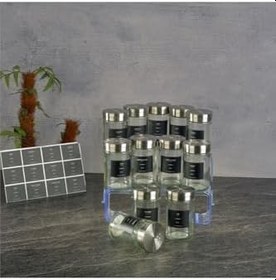 Resim Kitchenboost Cam Baharatlık Seti - 12 Li Tuzluk Biberlik Baharatlık Seti 80 Ml. 