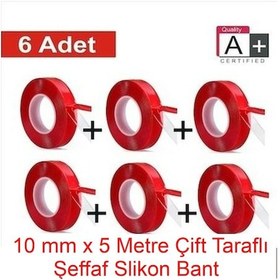 Resim 6 Adet 10mmx5mt Çift Taraflı Montaj Slikon Bandı Doku Nano Silikonlu Süper Güçlü Bant 