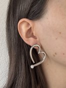 Resim İnci Detaylı Kalp Küpe 