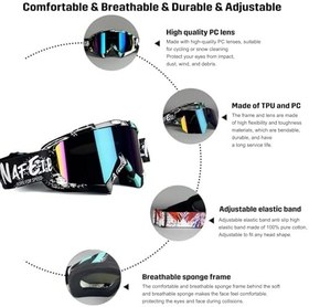 Resim Balakaka Motokros gözlüğü, kadınlar ve erkekler için, yüksek kaliteli motosiklet gözlüğü, ayarlanabilir kayışlı, rüzgar geçirmez, bisiklet sürme, tırmanma, kayak için 