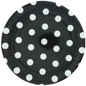 Resim Siyah Puantiyeli Karton Tabak 8'li 