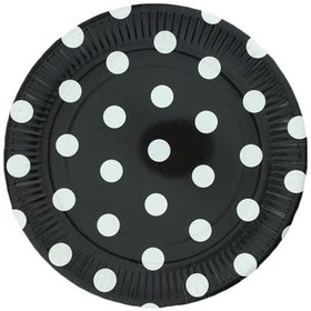 Resim Siyah Puantiyeli Karton Tabak 8'li 