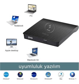 Resim DVD Rw External Taşınabilir Ultra Ince USB 3.0 CD DVD Yazıcı Okuyucu 