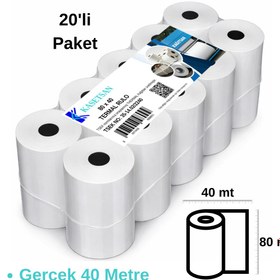 Resim Kasetsan 80x40 Yazarkasa Pos Rulosu 20'li Paket Termal Adisyon Kağıdı 