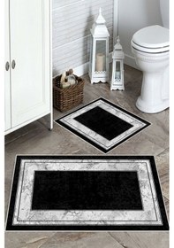 Resim Siyah-beyaz Kaymaz Taban Banyo Paspası Bb-118 çok renkli 