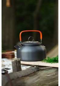 Resim Metal 800 Ml Kulplu Çelik Kamp Ve Piknik Çaydanlığı Su Isıtma Demlik Cin938 Gri 