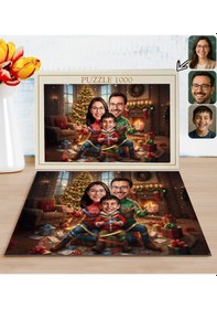 Resim Bk Gift Kişiye Özel Aile Yılbaşı Karikatür Tasarımlı 1000 Parça Profesyonel Puzzle-2, 1000 Puzzle, Yeni Yıl Hediyesi, Yılbaşı Hediyesi Kobitmeyencom35 