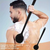 Resim 1 Adet Yumuşak Silikon Uzun Saplı Ergonomik Tutma Kavrama Banyo Fırçası - Nazik Peeling & Derin Temizlik için Sırt Ovma, Pil Gerekmez, Formaldehitsiz Açık Bej Bakım Aracı Zor Ulaşılabilir Alanlar İçin, Vücut Scrub Aksesuarı, Dayanıklı Ovma 