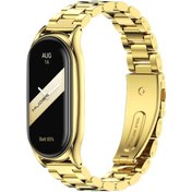 Resim Sones Xiaomi Mi Band 8 Mijobs Plus Kılıf Üç Boncuklu Metal Paslanmaz Çelik Saat Kordonu 