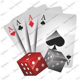 Resim Iskambil Kağıdı Kare As Zar Sticker 00093 