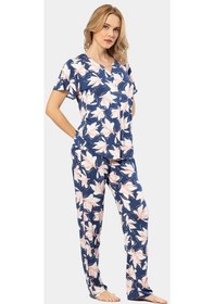 Resim Türen Patlı Örme Kısa Kol Pijama Takımı 3606/lacivert 001 