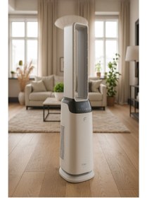 Resim Fakir Sıcaklık Göstergeli Sessiz Kule Tipi Vantilatör 12 FARKLI HIZ 