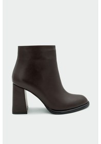 Resim Tobin Acı Kahve Deri Kadın Fermuarlı Kadın Bot Acı Kahverengi 