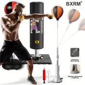 Resim 137.92-160.02 cm Yükseklik Ayarlanabilir Boks Punching Topu Yaylı, Pompası ve Vida Anahtarı Dahil, Ev Kullanımı İçin Başı Serbest Bırakan Taban, Eğitim Tepkime Hızı Topu, Pil Gerektirmez 