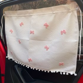 Resim Araba Koltuk Güneşlik Perdesi - Isı Yalıtımlı, Aile Günlük Seyahat için Ayarlanabilir İpli Pencere Gölgeleme, Polyester Lif 