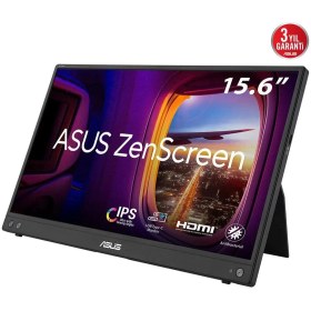 Resim Asus Zenscreen MB16AHV 15.6 IPS 1920X1080 5ms 60Hz 250CD Usb-C 3yıl Mat Ekran, Usb-C To A Adaptor, Düşük Mavi Işık, Antıbakteriyal Kaplama Taşınabilir USB Monıtor 