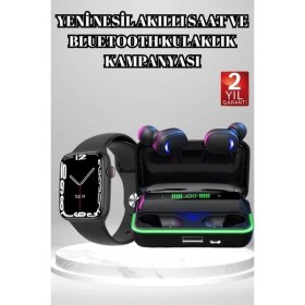 Resim Pileli Store Ucuz ve Kaliteli Kulaklıklı Saat Seti Bluetooth Bağlantılı Akıllı Saat ve Kulaklık 