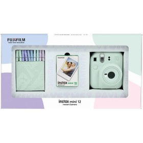 Resim Fujifilm Instax Mini 12 Fotoğraf Makinesi + 10'lu Film + Mandal Yeşil 