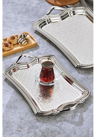 Resim Cooker 2'li Evenia Metal Dikdörtgen Gümüş Sunum Tepsisi 49x30 Cm Ve 37x23 Cm Ckr3568 Diğer 