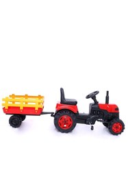 Resim Genel Markalar Pedallı Oyuncak Kırmızı Römorklu Traktör Pedallı Araba 