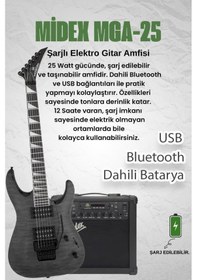 Resim Maxword Grade-25amp Gray Rosewood Yüksek Kalite Floyde Rose 25w Amfili Elektro Gitar 
