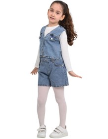 Resim ERDEM KIDS Kız Çocuk Pamuklu Jean Denim Düğmeli Kot yelek 