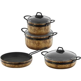 Resim Brioni Royal Stone 7 Parça Granit Tencere Seti Siyah 