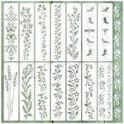 Resim 14 adet Büyük Çerçeve Çiçek Şablonu, Plastik, Boyama, Ahşap İşleme, Mobilya, Duvar için 