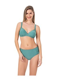 Resim Endeep Kadın Büzgü Detaylı Yeşil Simli Bikini Takımı Yeşil 