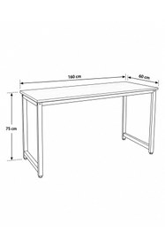 Resim Flinder Beyaz Oyuncu Masası 60x160, Çalışma Masası, Bilgisayar Masası, Gamer Masa, Metal Ayaklı 