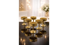 Resim Yzhome 6 Lı Gold Kaplama Cam Ayaklı Kahve Yanı Lokumluk Kahvaltılık Kase Sunumluk 50ML 