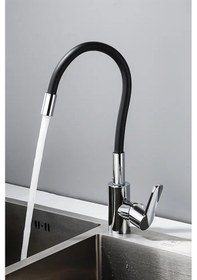 Resim Esnek Bükülebilir Delta Mutfak Eviye Bataryası Aç Kapa Delta Kollu Batarya Siyah 