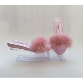 Resim Tulips Pudra Topuksuz Kaz Tüyü Kadın Terlik 561 Pudra 