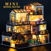Resim Kendi Kendine Mini Ev Modeli - 3 Katlı Villa, Çatı, Pencereler ve Mobilyalar, Yetişkinler İçin Yaratıcı Yapım Seti, İdeal Doğum Günü veya Tatil Hediyesi (Pil/Gerçek Yapıştırıcı Dahil Değil), Eğitici Mimarlık Kiti | Dekoratif Mini Ev | Yaratıcı Oyun Seti, Mini Ev Kiti 