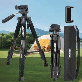 Resim ZOMEI 187.96cm Hafif Tripod, Çıkarılabilir Başlık & Telefon Tutucu - Güçlendirilmiş Alüminyum, DSLR'ler, Vlogging & Canlı Yayın için İdeal, 6.35KG'a Kadar Taşıma Kapasitesi 
