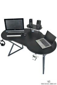 Resim Michael Brean Özel Oval Tasarım Oyuncu Masası 156 Cm Bardaklık Ve Kulaklık Tutucu Hediye 