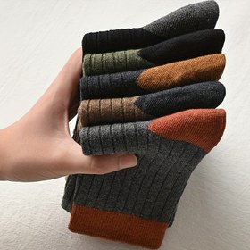 Resim 5 Çift Erkek Vintage Crew Çoraplar - 5 Katı Renk, %100 Polyester, Nefes Alabilir & Esnek, Bahar & Yaz için Yumuşak Örme Günlük Çoraplar, Sadece Elde Yıkama 