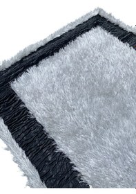 Resim Saray Halı Simli Deri 80x150 Siyah Beyaz Gri Dekoratif Yolluk Gri Siyah 