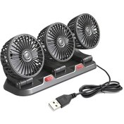 Resim Lumaworld Siyah 3 Başlıklı Katlanır Araç Fanı Ayarlanabilir Rüzgar Gücü Büyük Kanatlar Çok Açılı Usb 
