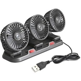 Resim Lumaworld Siyah 3 Başlıklı Katlanır Araç Fanı Ayarlanabilir Rüzgar Gücü Büyük Kanatlar Çok Açılı Usb 