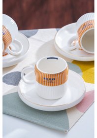 Resim Acar Adonis Orange 6 Kişilik Kahve Fincan Takımı - 100 Ml Renkli 