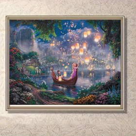 Resim Disney DIY 5D Elmas Boyama Kiti, Işıltılı Yuvarlak Taşlarla Çizgi Film Disney Uzun Saçlı Prenses ve Prens Fenerleri, Ev Duvar Dekorasyonları için Akrilik El Sanatları Seti, İdeal Hediye Yeni elmas boyama kiti 