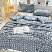 Resim Hafif Yazlık Yorgan - Rahat Izgara Desenli Soya Lif Karışımı, Serin & Konforlu Tek Kişilik Yatak Örtüsü %100 Polyester Kaplama, Makinede Yıkanabilir, Yatak Odası veya Misafir Odası için Her Mevsim Konfor, Rahat Uyku Giysisi|Yatak Odası Dekoru|Hafif Atma 