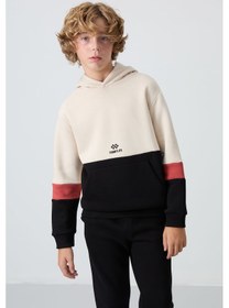 Resim Tommylife Tommy Life Bej-siyah Pamuklu Kalın İçi Tüylü Yumuşak Dokulu Standart Fit Nakışlı Erkek Çocuk Eşofman Takım - 1 Bej 