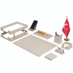 Resim Makroofis Liya sümen Takımı 11 Parça Krem Masa Bayraklı 
