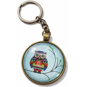 Resim Unisex Baykuş Desenli Metal Anahtarlık Bronz Renk Yetişkin Genç Aksesuar 